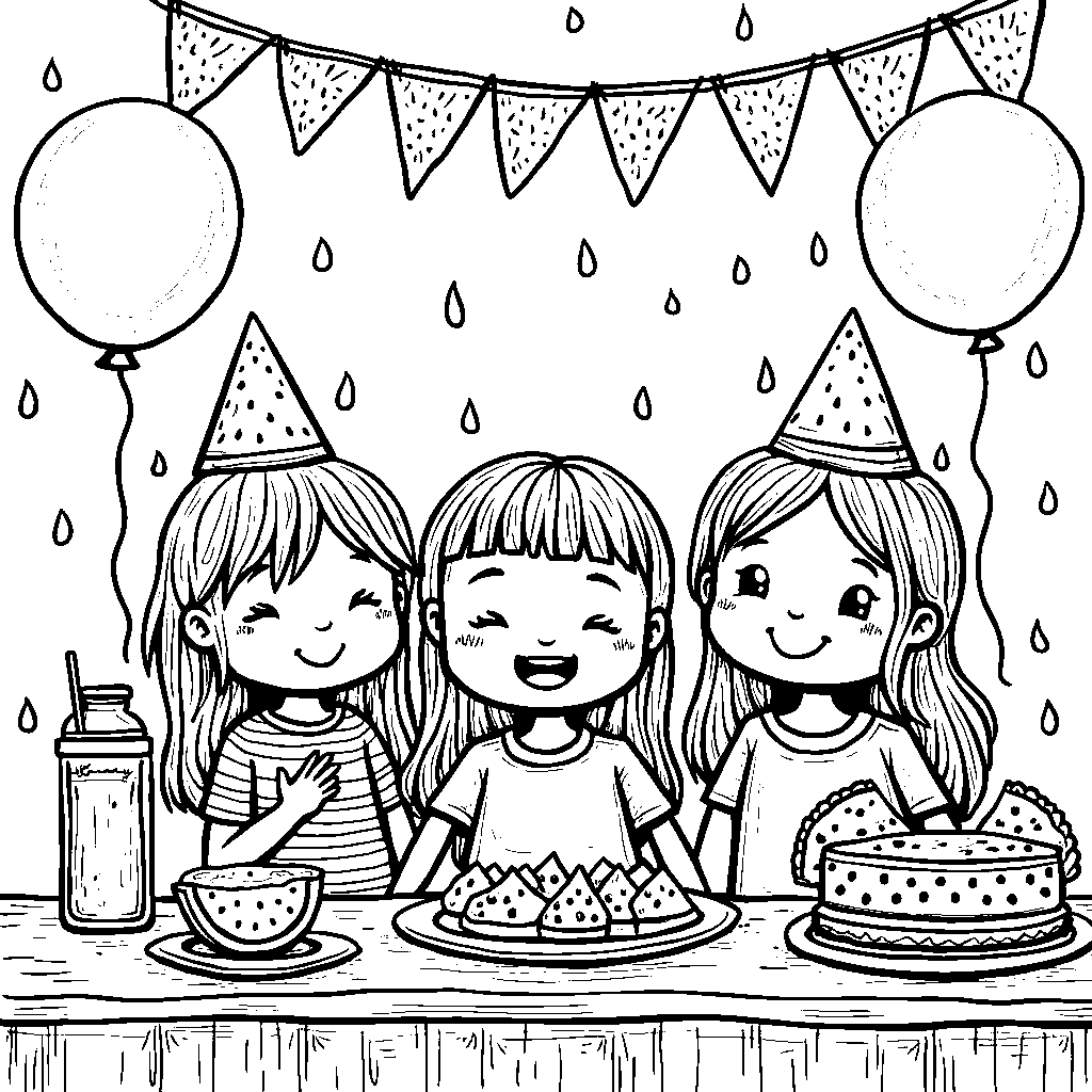 A watermelon-themed birthday party with balloons