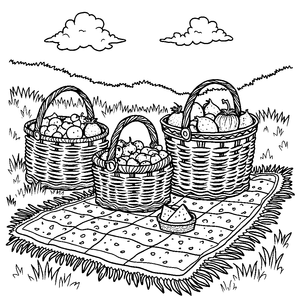 A watermelon-themed picnic blanket with baskets