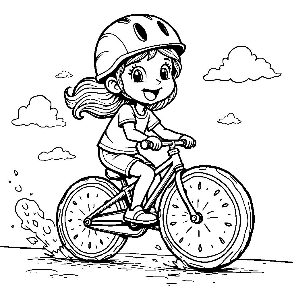 A kid riding a watermelon-shaped bike