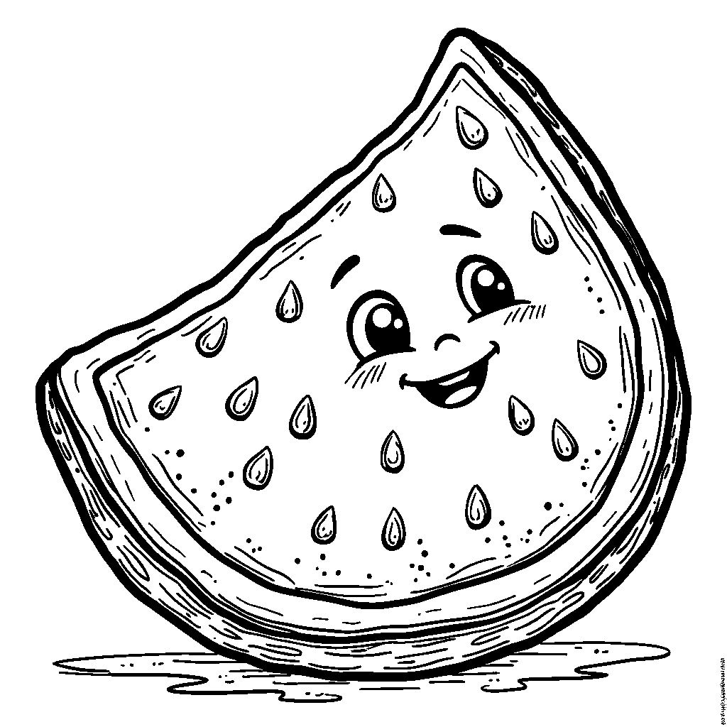 Watermelon slice with a smiling face