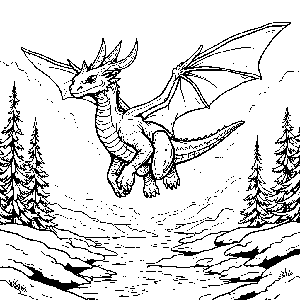 IceWing dragon, Frostbite, flying over a frozen tundra