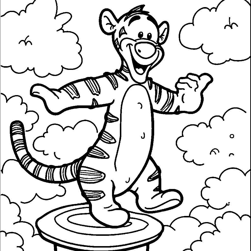 Tigger bouncing on a pogo stick