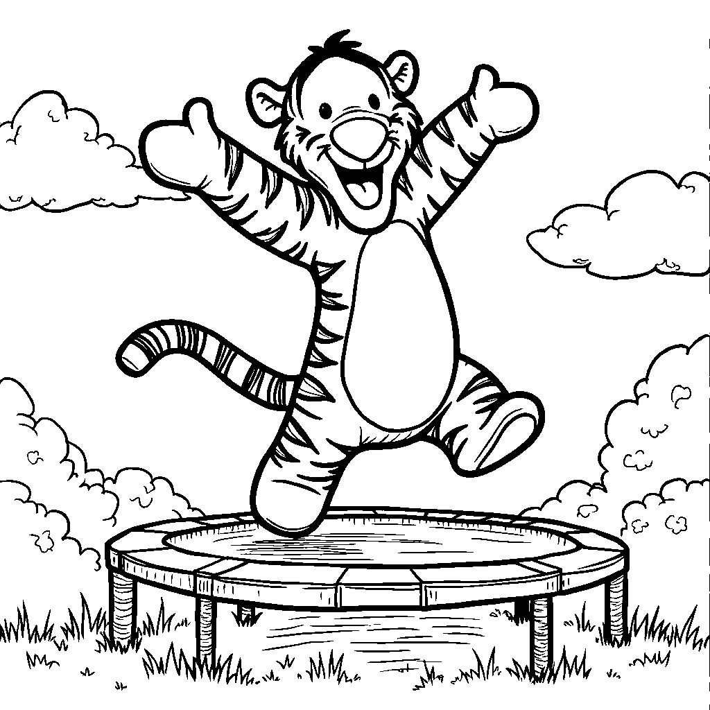 Tigger bouncing on a trampoline