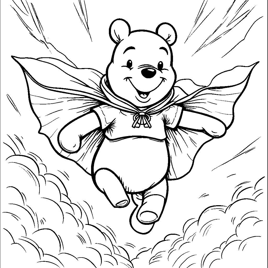 Winnie the Pooh wearing a superhero cape