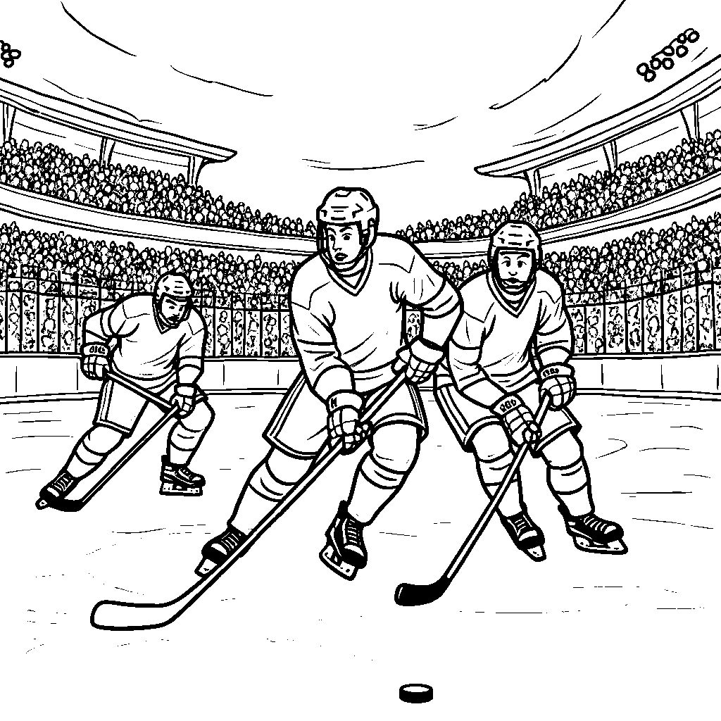 Ice hockey players in action on a frozen rink