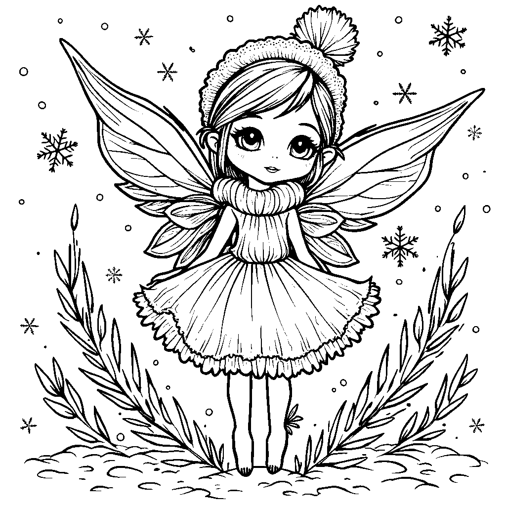 Winter fairy surrounded by snowflakes and glitter