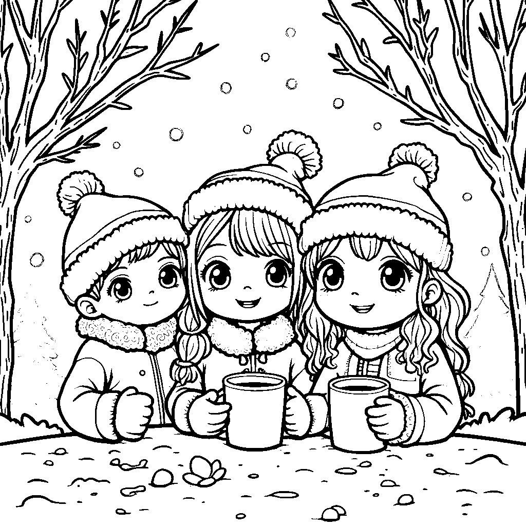 Winter wonderland with a hot chocolate stand