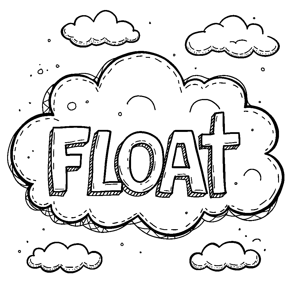 A big fluffy cloud with the word 'FLOAT' written inside