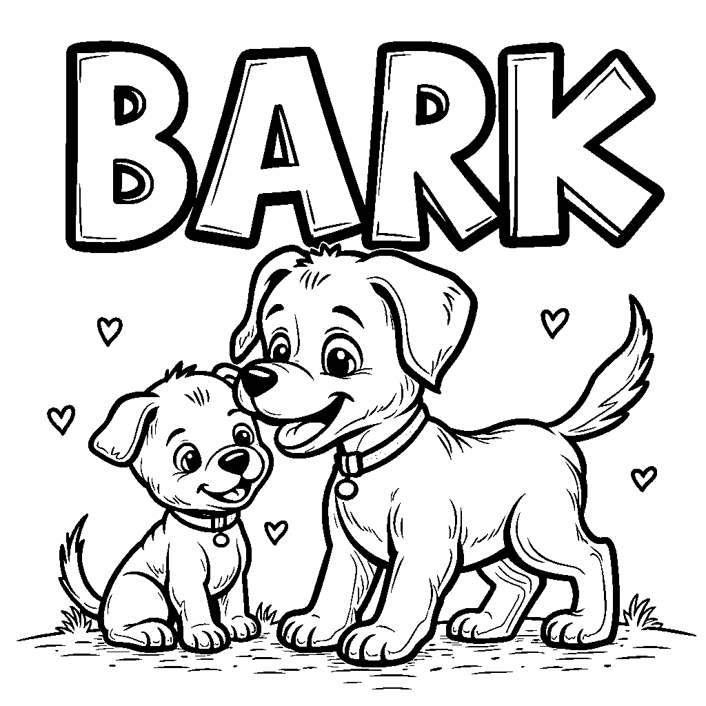 A playful puppy with the word 'BARK' in fun bubble letters