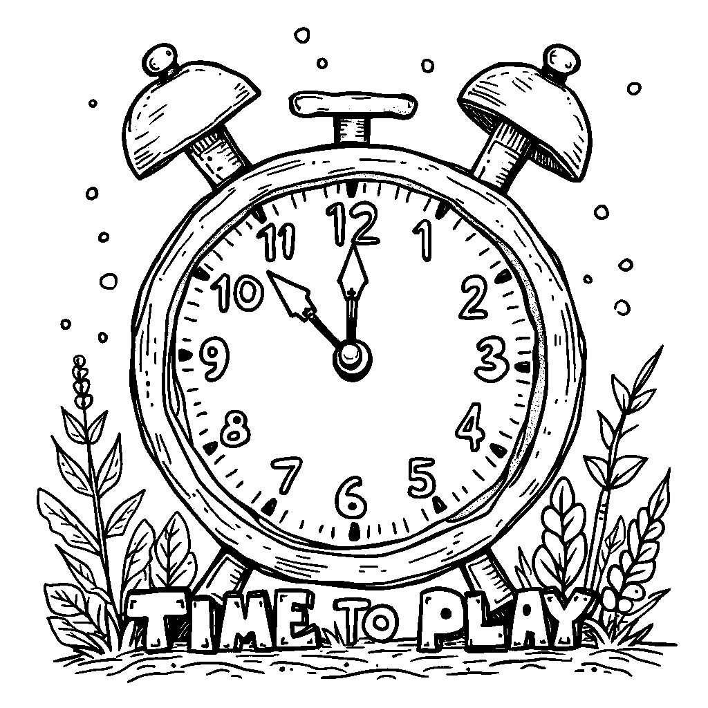 A whimsical clock with the phrase 'TIME TO PLAY'