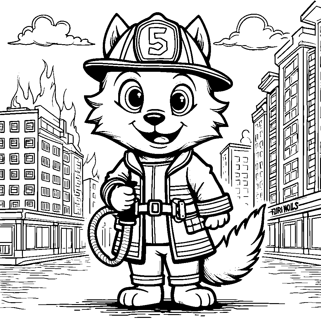 A wolf as a firefighter