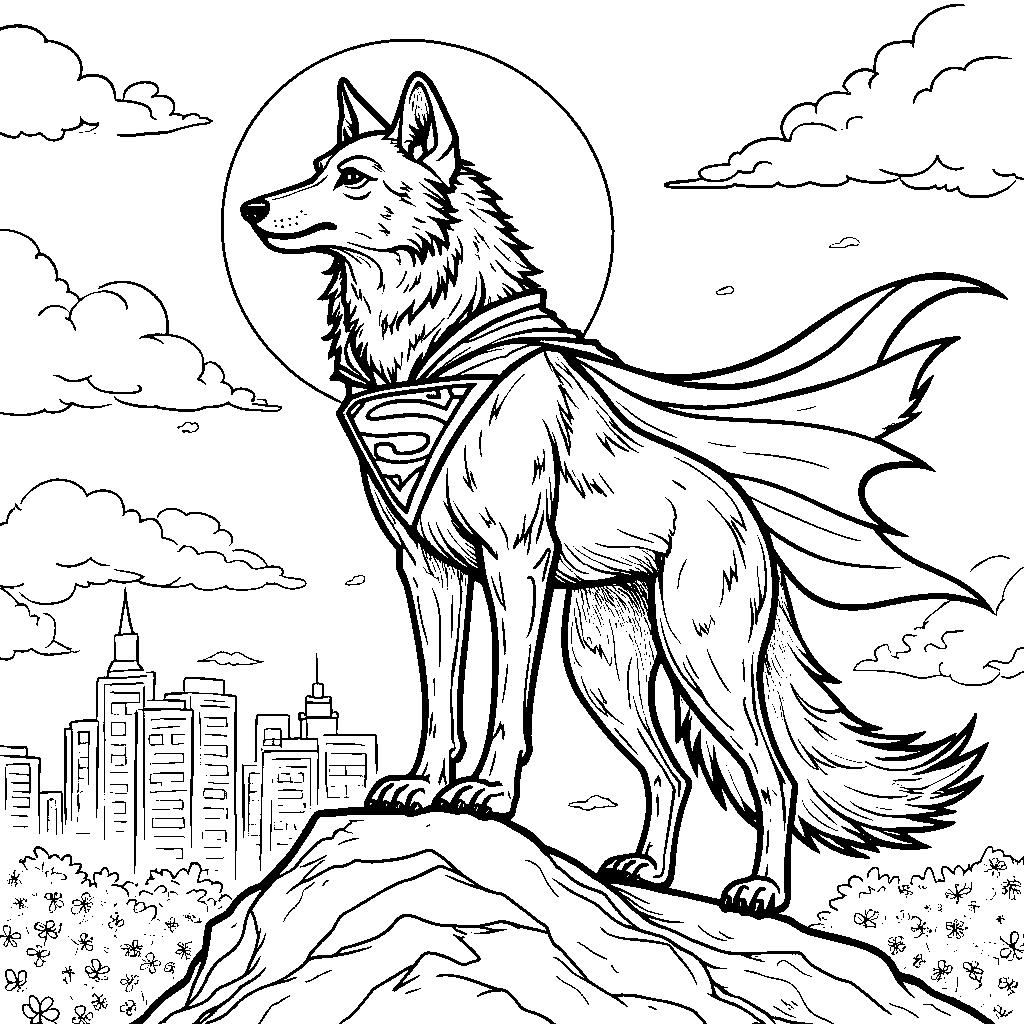 Wolf in a superhero cape