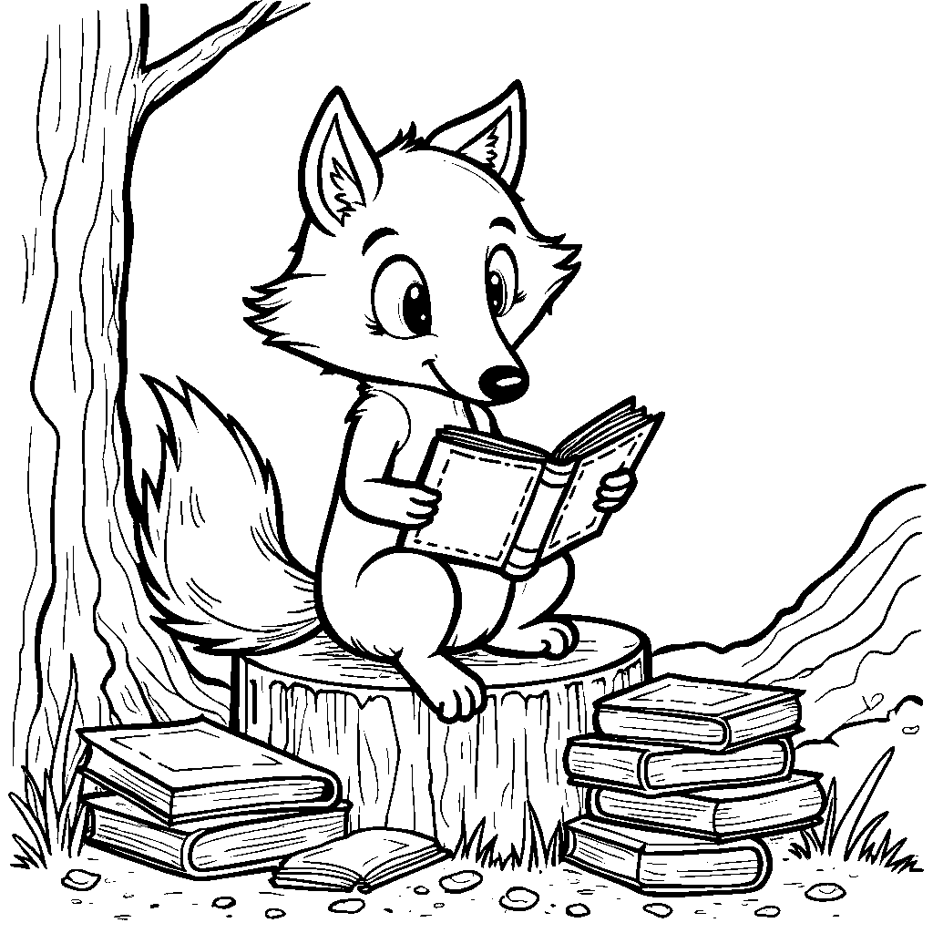 A wolf with a book