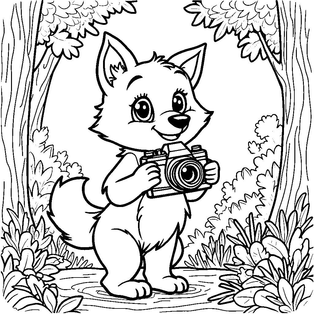 A wolf with a camera