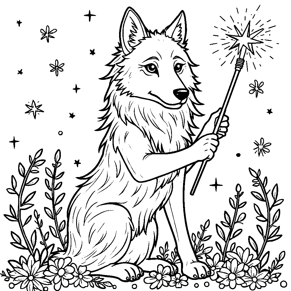 A wolf with a magic wand