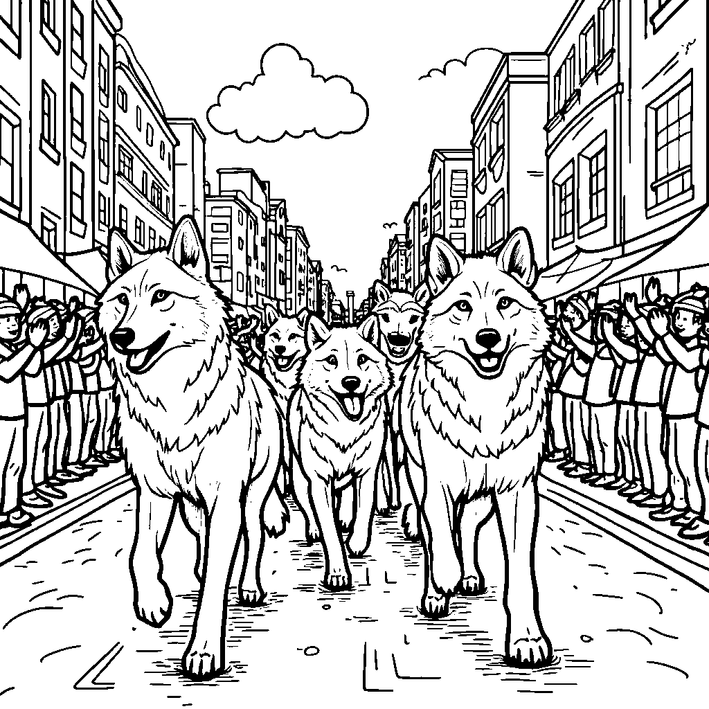 Wolves at a parade