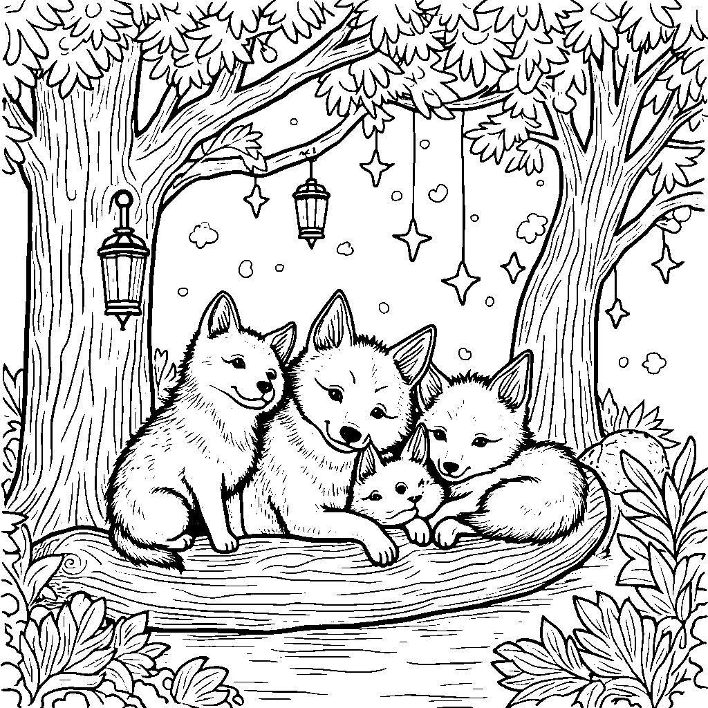 Wolves in a treehouse