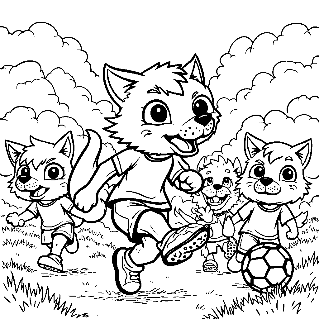 Wolves playing soccer