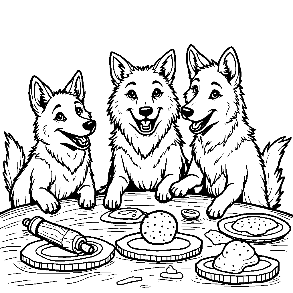 Wolves playing with playdough