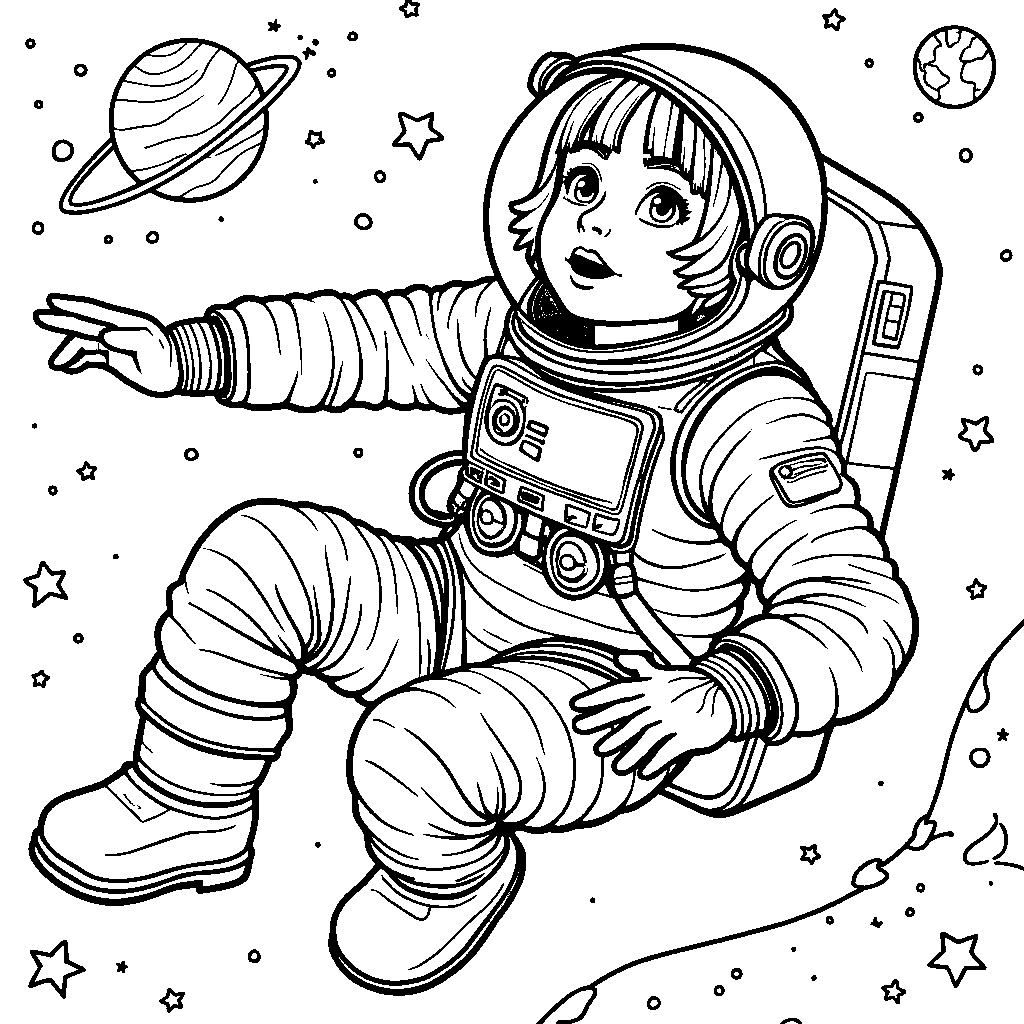 Astronaut Woman Exploring Space