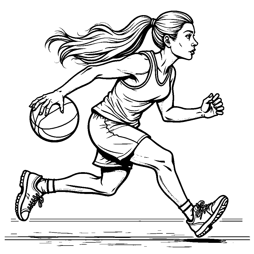 Female Athlete Running with a Basketball