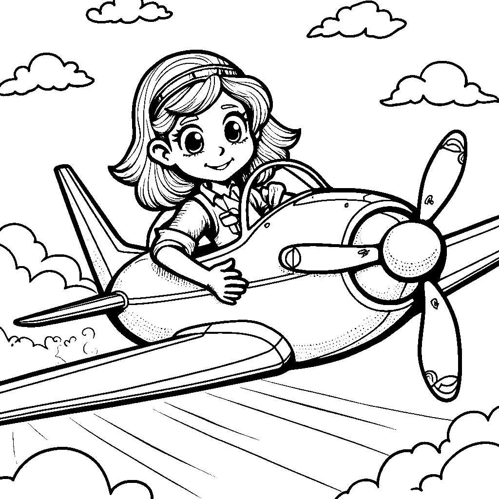 Female Pilot Flying an Airplane