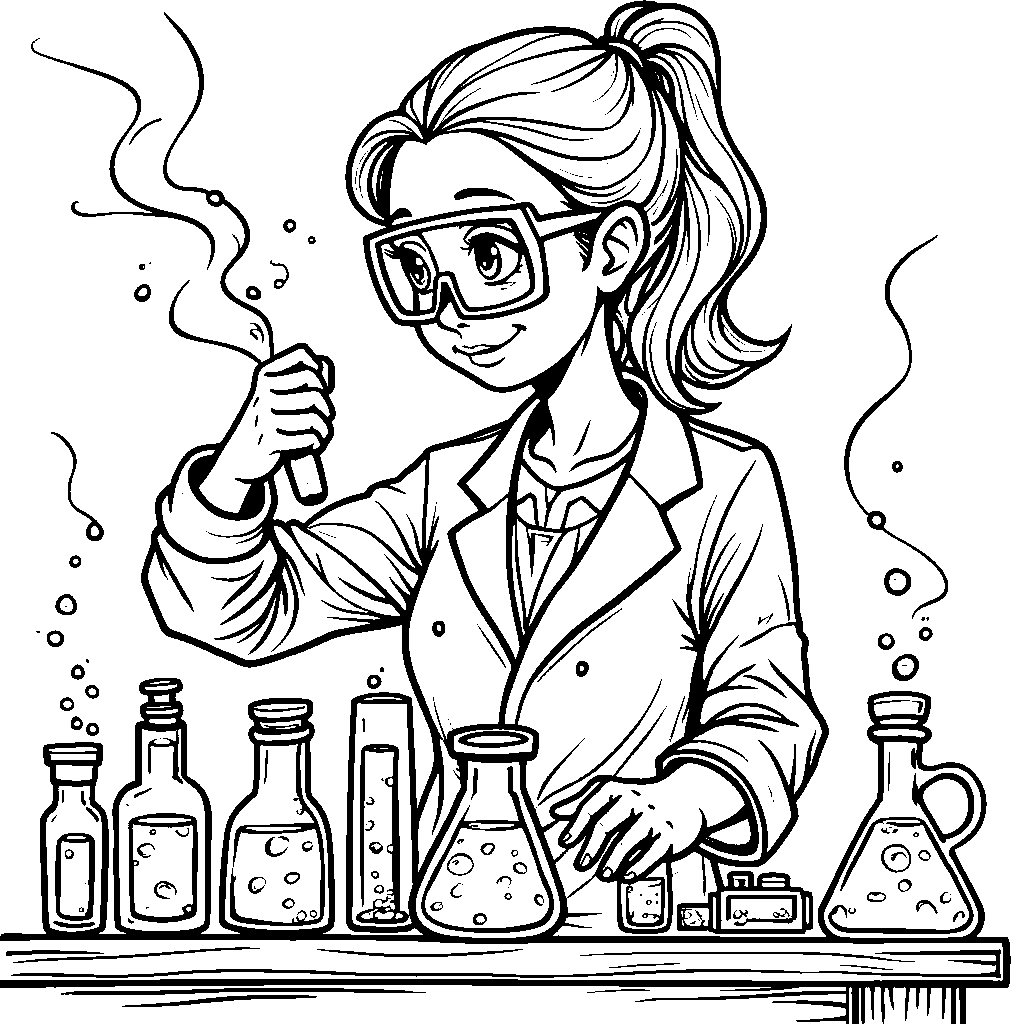 Female Scientist Mixing Chemicals