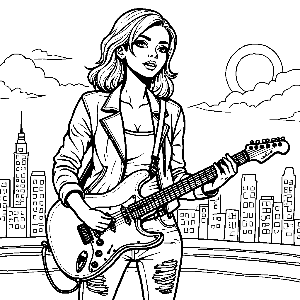 Rockstar Woman Playing Guitar