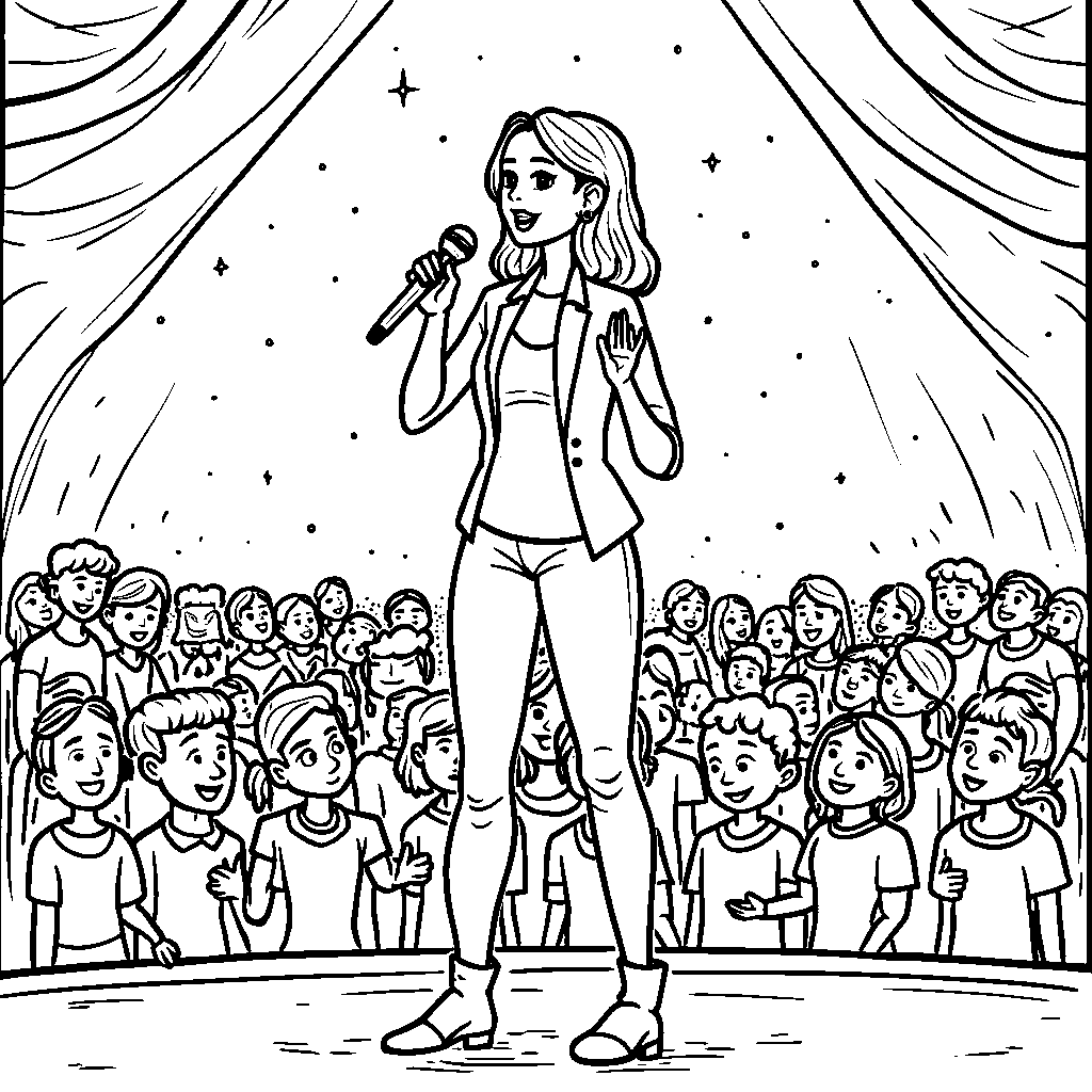 Woman Singing on a Microphone