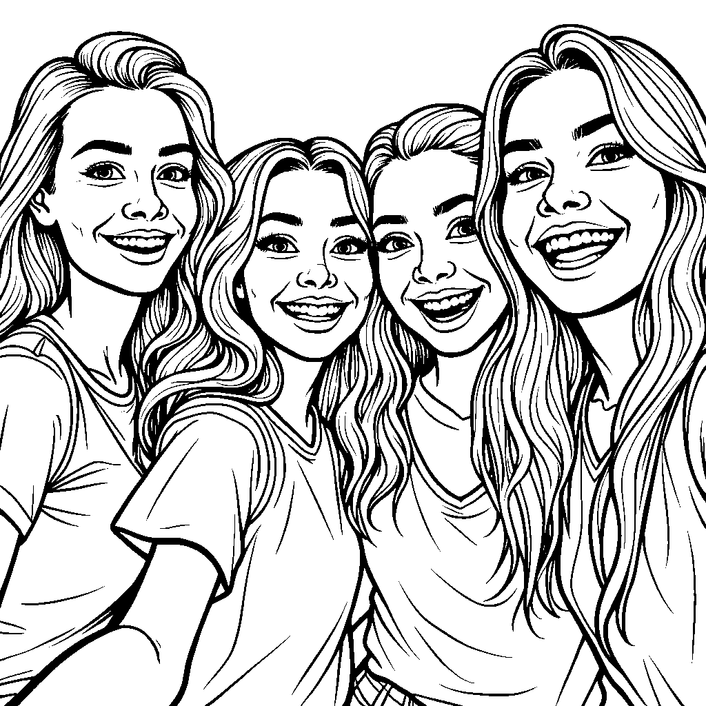 Woman Taking a Selfie with Friends