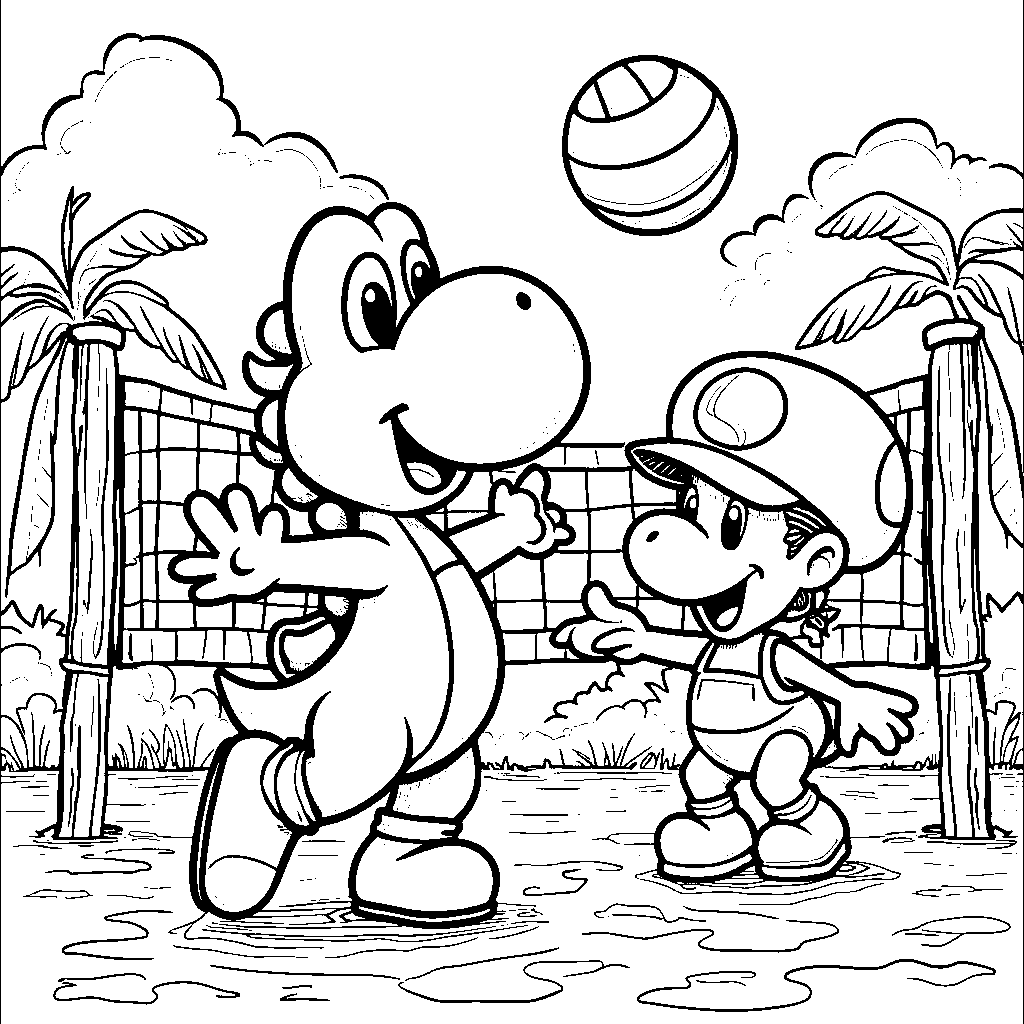 Beach Volleyball Fun with Yoshi and Friends