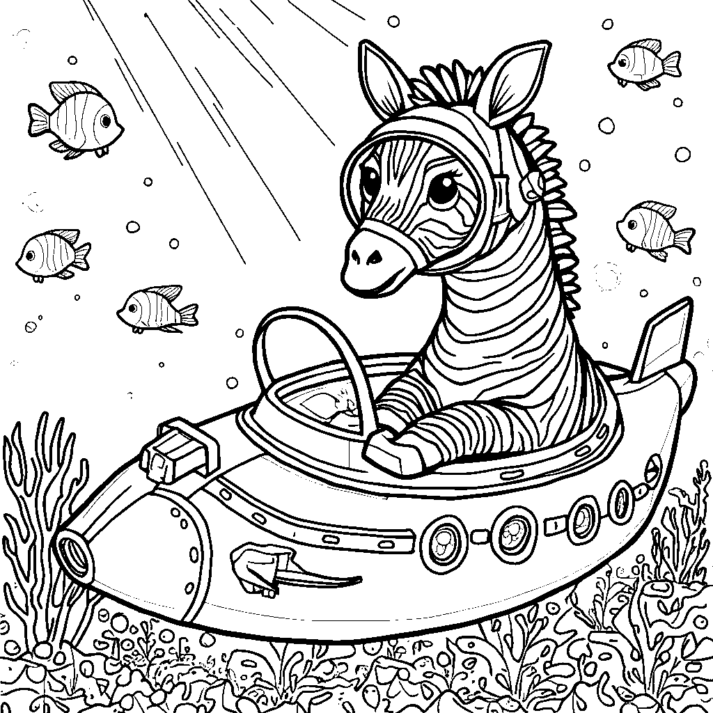 A zebra in a submarine underwater