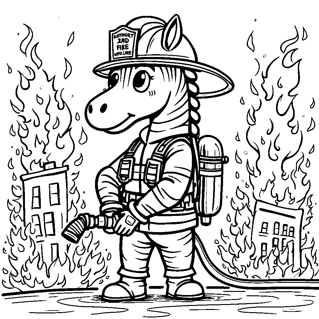 Zebra as a firefighter saving the day