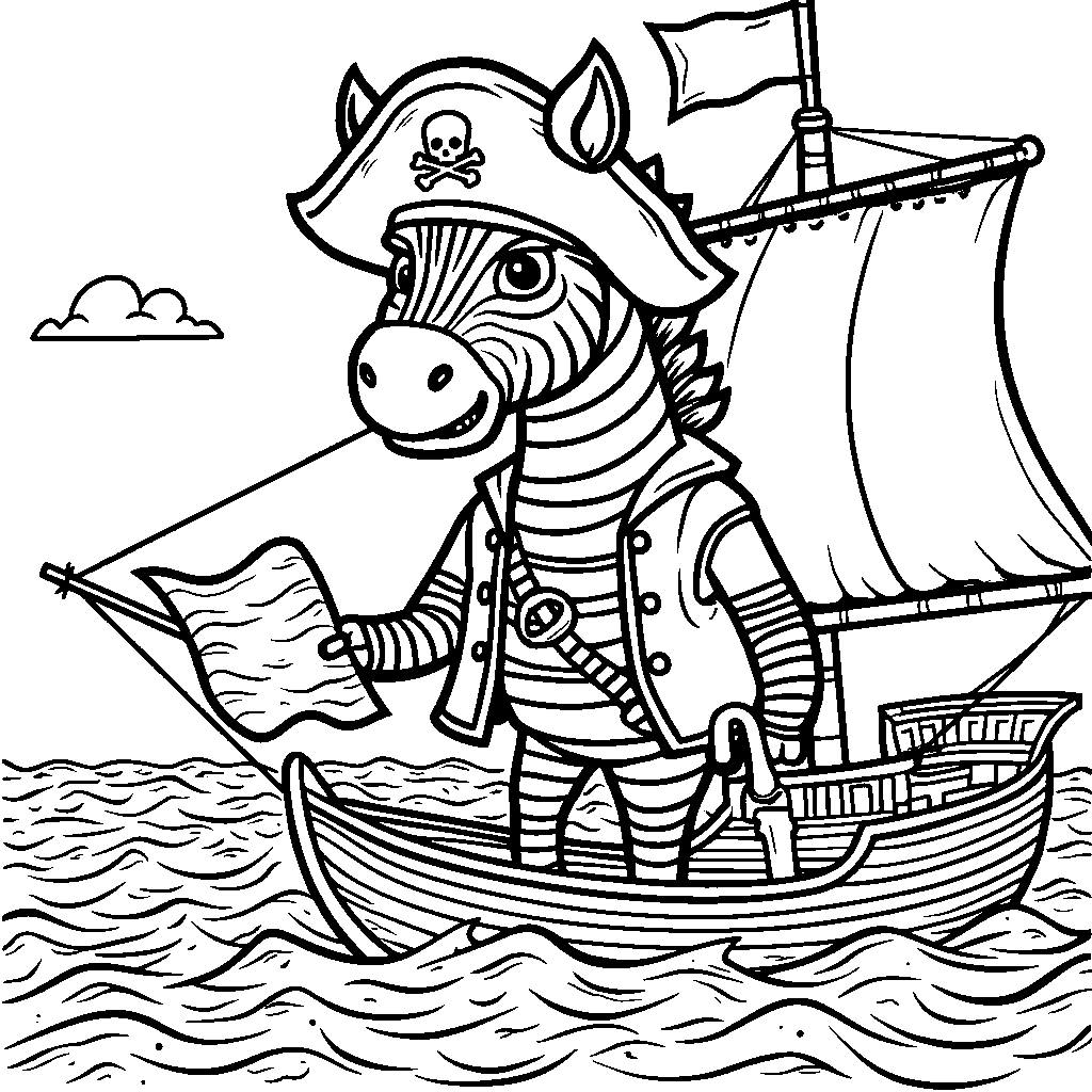 Zebra as a pirate sailing the seven seas