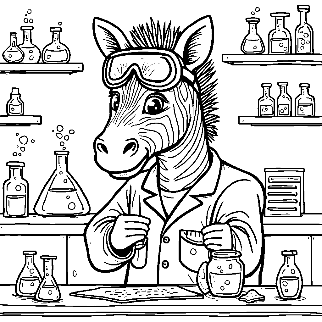 Zebra as a scientist in a laboratory