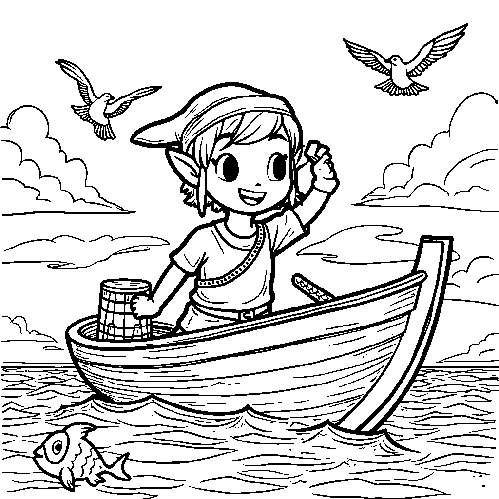 A happy Toon Link sailing on the Great Sea