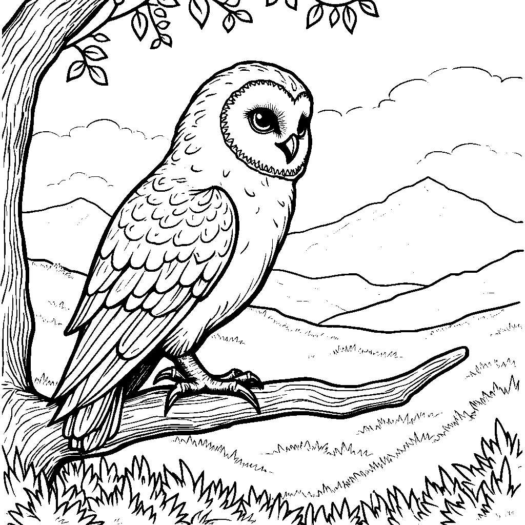 A wise old owl perched on a branch, watching over Link