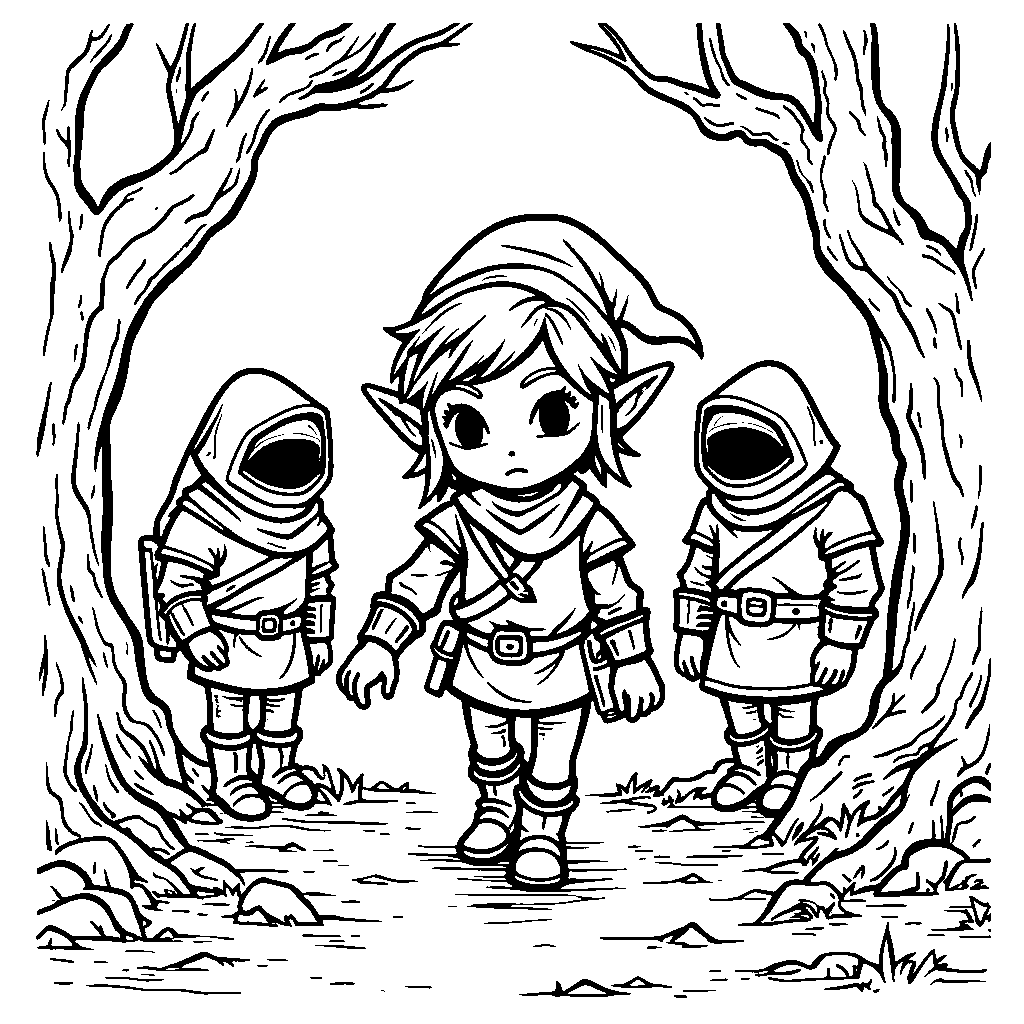 Link wearing a disguise, sneaking past enemy guards