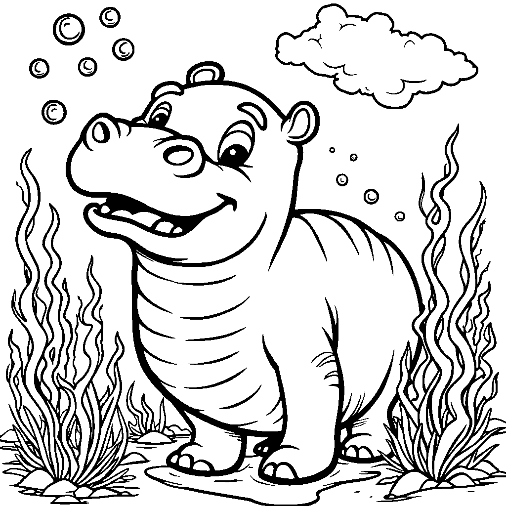 A hippo blowing bubbles