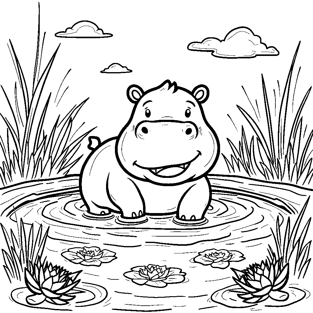 A hippo taking a bath in a muddy pool