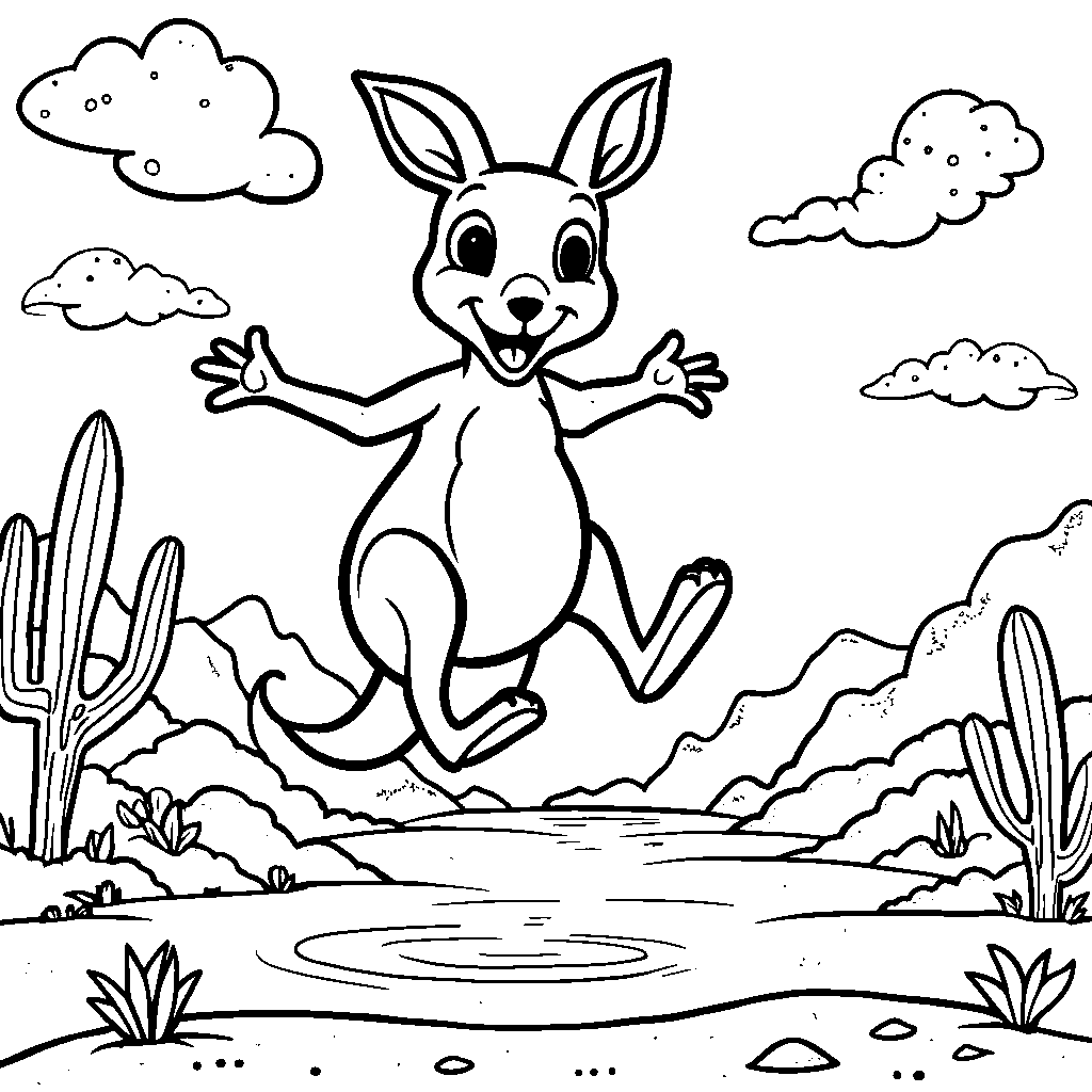 A kangaroo jumping high in the air