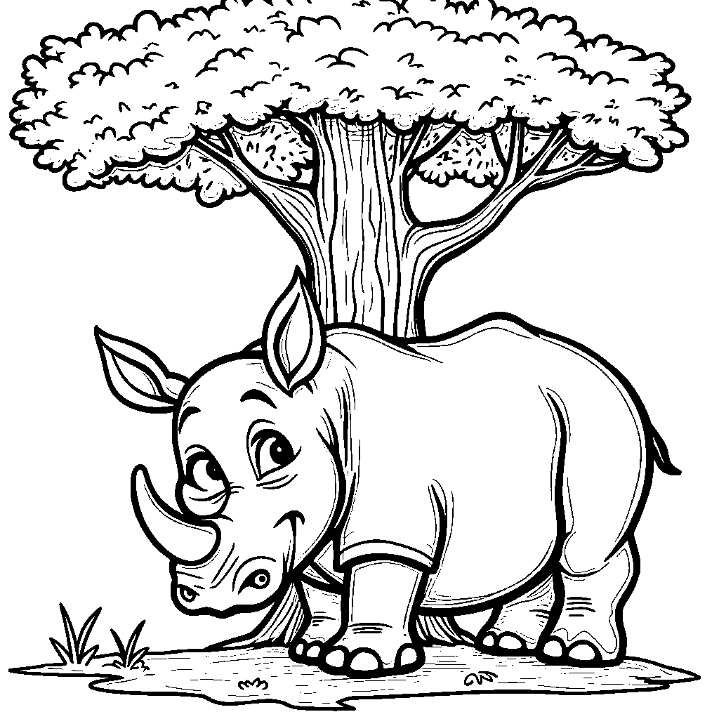 A rhino playing hide-and-seek