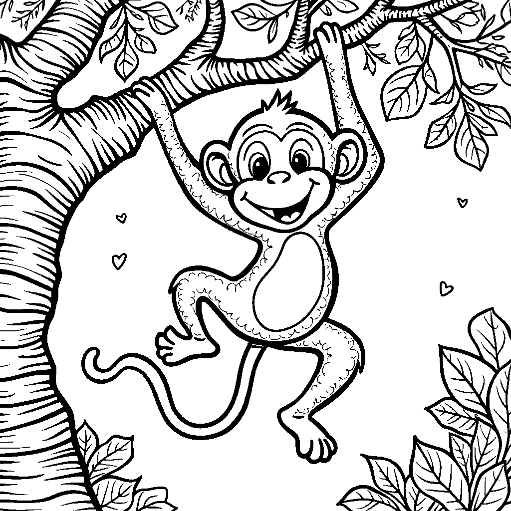 Monkey hanging from a tree branch