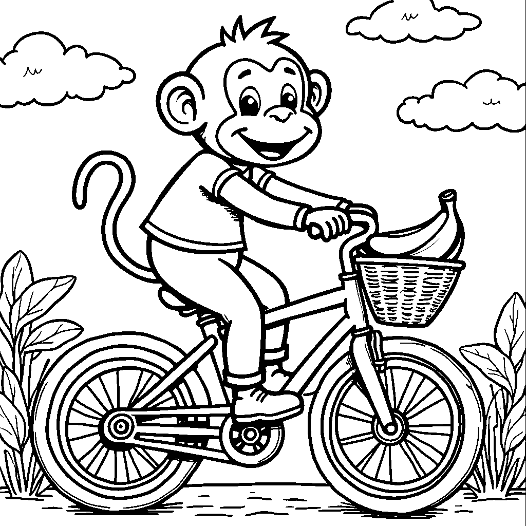 A monkey riding a bike