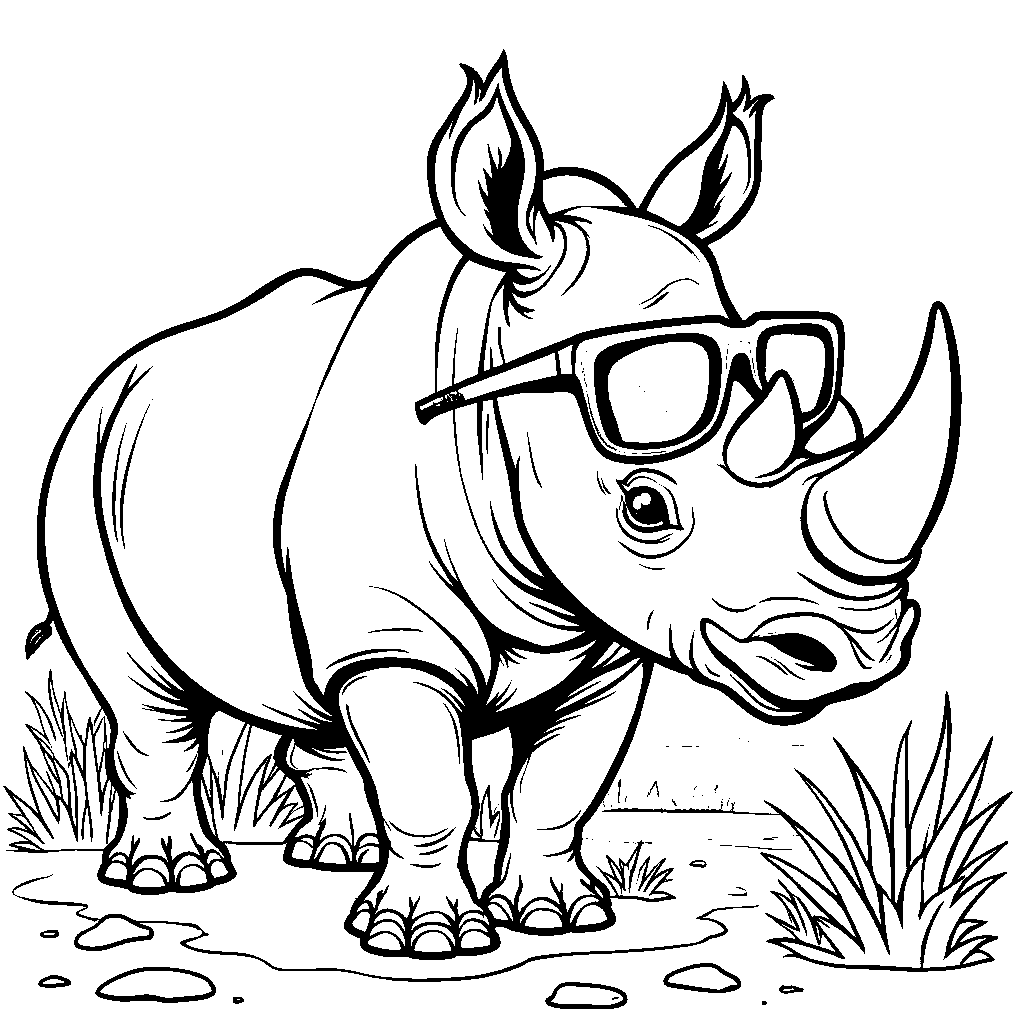 A rhino wearing sunglasses