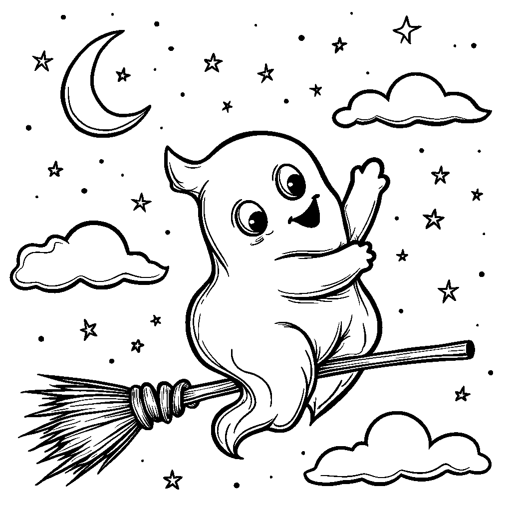 A Ghost Riding a Broomstick