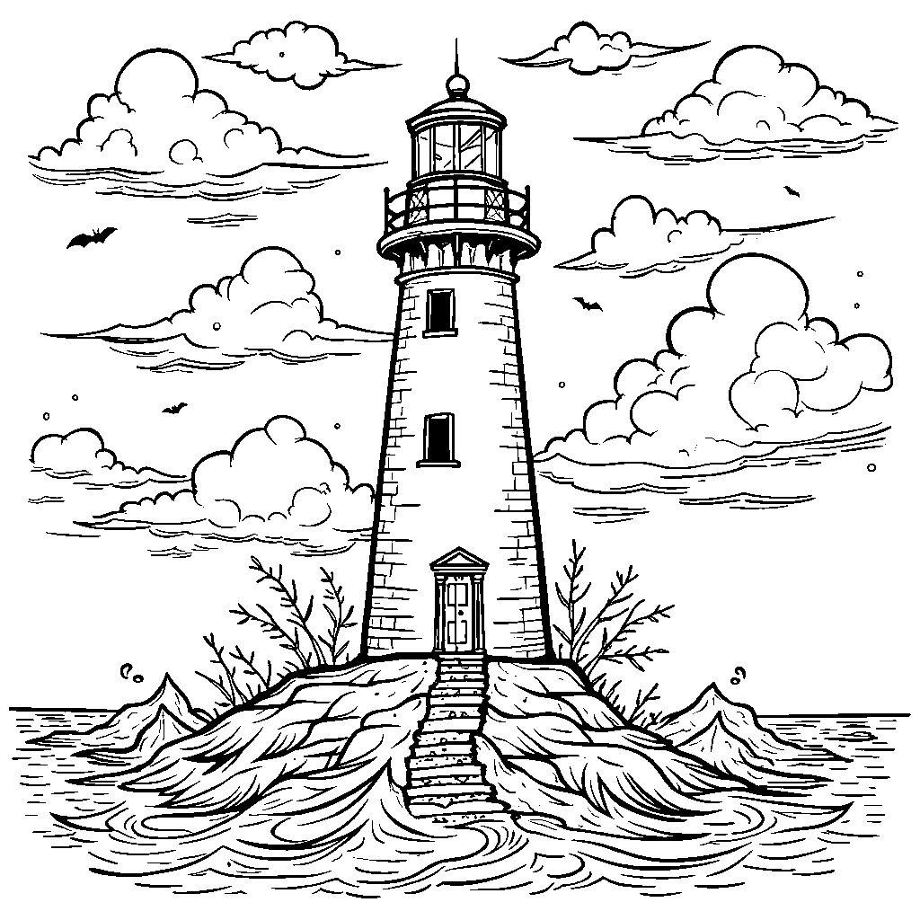 A Haunted Lighthouse with a Flickering Light