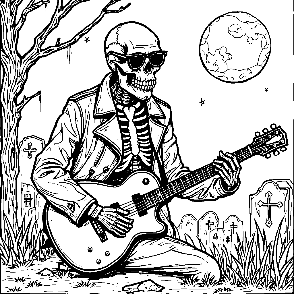 A Skeleton Playing the Guitar