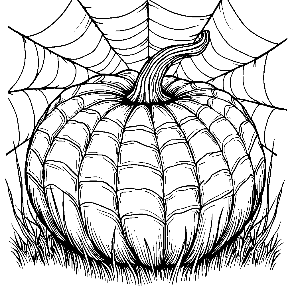 A Spider Web Covered Pumpkin