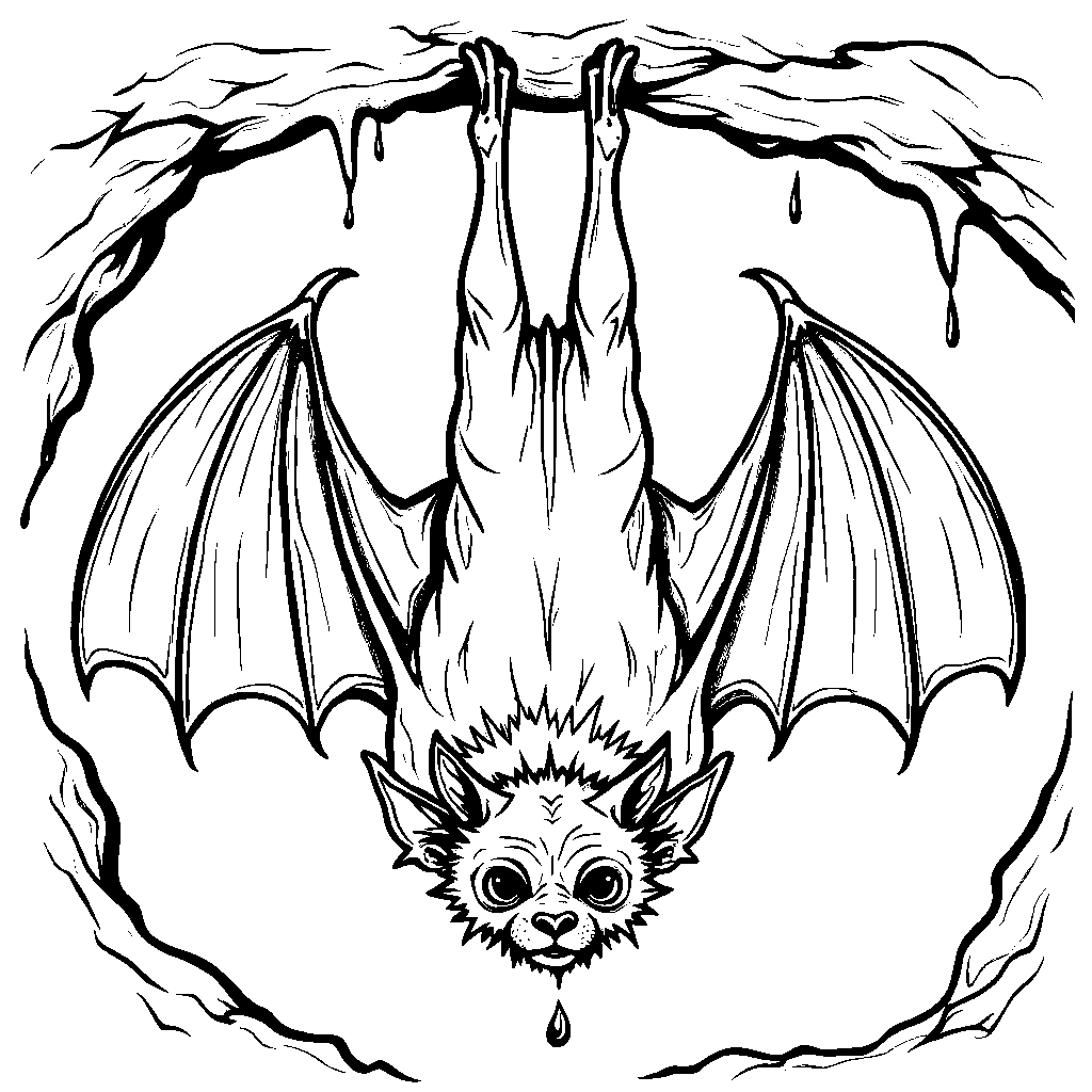 A Vampire Bat Hanging Upside Down